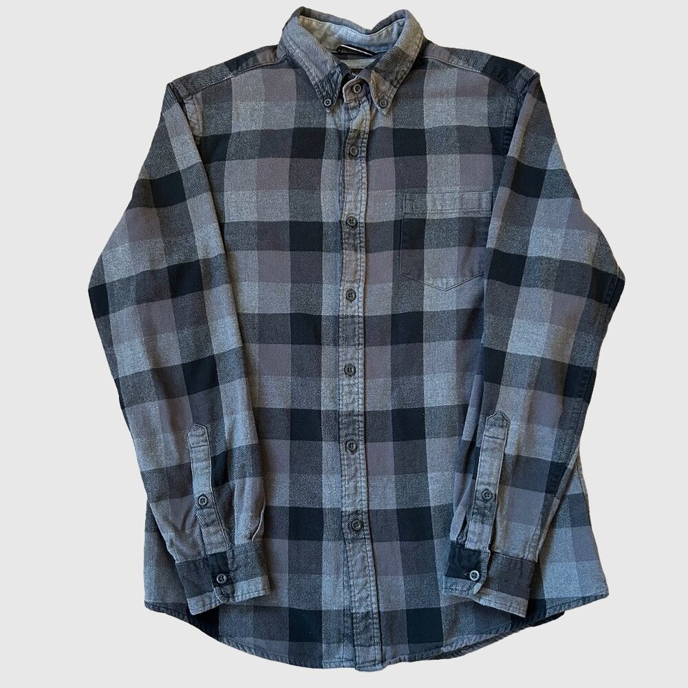 Black Brown 1826 Men's Plaid Cotton Flannel Button Down Shirt -  US S